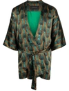 Ozwald Boateng Orange Printed Silk Short Kimono In Orange