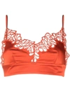 Stella Mccartney Embroidered Tulle And Satin Bra Top In Red