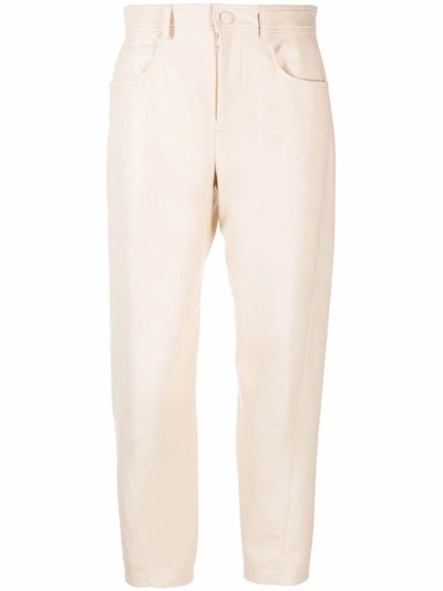 Stella Mccartney Contrast Stitched Cropped Trousers In Beige
