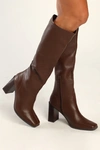 CHINESE LAUNDRY MARY BROWN SQUARE TOE KNEE-HIGH BOOTS