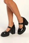 STEVE MADDEN ORSEN BLACK PATENT PLATFORM MARY JANE PUMPS