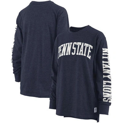 Pressbox Heathered Navy Penn State Nittany Lions Two-hit Canyon Long Sleeve T-shirt