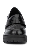 New York And Company Penni Croc Embossed Platform Loafer In Black