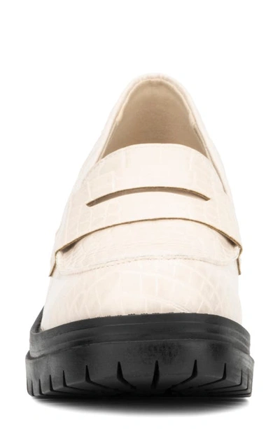 New York And Company Penni Croc Embossed Platform Loafer In White