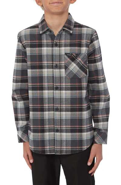 O'neill Kids' Winslow Plaid Cotton Flannel Button-up Shirt In Black