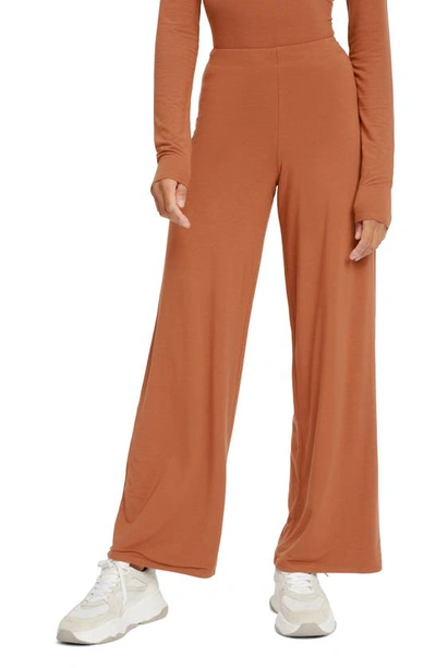 Splendid Everywhere Knit Wide Leg Pants In Cinnamon