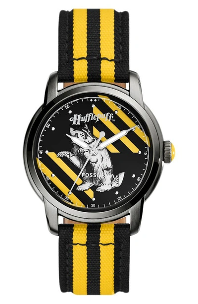 Fossil X Harry Potter™ Limited Edition Hufflepuff™ Hogwarts™ House Strap Watch, 40mm In Smoke/yellow/black
