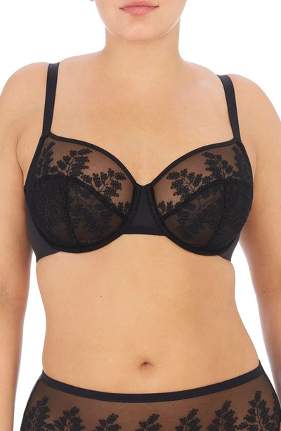 Natori Floral Embroidered Underwire Bra In Black