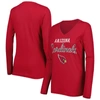 G-iii 4her By Carl Banks Cardinal Arizona Cardinals Post Season Long Sleeve V-neck T-shirt In Cardinal