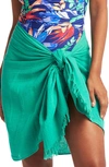Sea Level Fringe Trim Cover-up Sarong In Sea