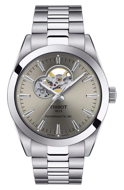 Tissot Gentleman Powermatic 80 Open Heart Watch 40mm In Gray/silver