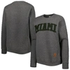 PRESSBOX PRESSBOX HEATHER CHARCOAL MIAMI HURRICANES MOOSE QUILTED PULLOVER SWEATSHIRT