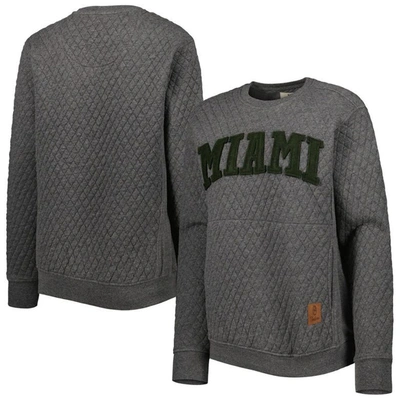 Pressbox Heather Charcoal Miami Hurricanes Moose Quilted Pullover Sweatshirt