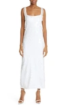 Alexis Felici Sleeveless Sequin Midi Sheath Dress In White Paillette
