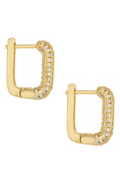 Ettika Pavé Crystal Square Huggie Earrings In Gold