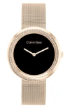 Calvin Klein Gold-tone Mesh Bracelet Watch 34mm In Black