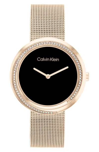 Calvin Klein Gold-tone Mesh Bracelet Watch 34mm In Black