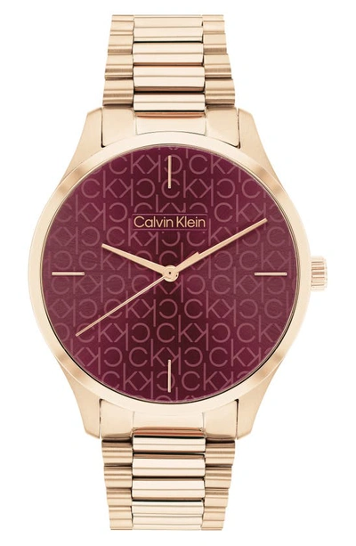 Calvin Klein Ck Iconic Bracelet Watch, 35mm In Burgundy