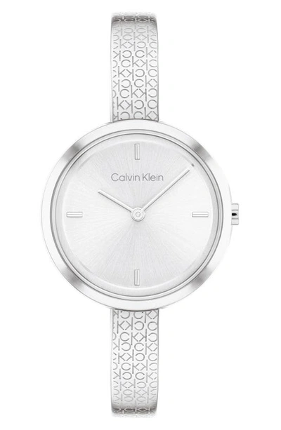 Calvin Klein Women's Silver-tone Stainless Steel Bangle Bracelet Watch 30mm