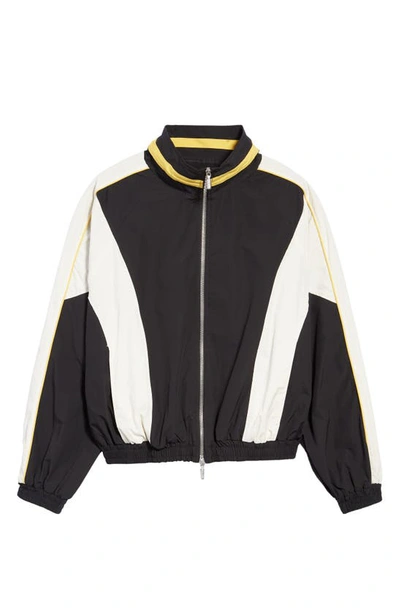 Rhude Curve Panel Track Jacket In Black And Mustard