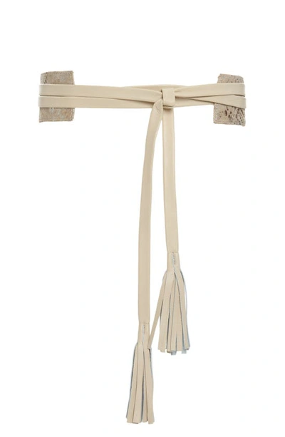 Raina Tassel Leather Wrap Belt In Hs Cream