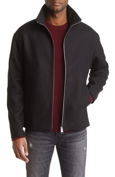 Frame Harrington Virgin Wool Blend Jacket In Noir