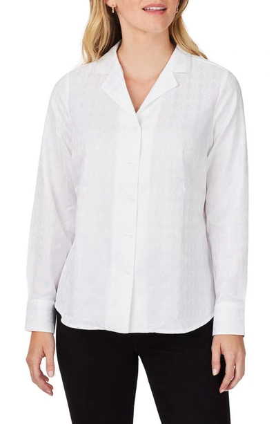 Foxcroft Monica Long Sleeve Button-up Blouse In White