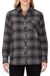 Foxcroft Boyfriend Plaid Cotton Button-up Shirt In Black Multi