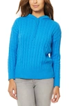 Jones New York Cable Knit Hoodie In Blue