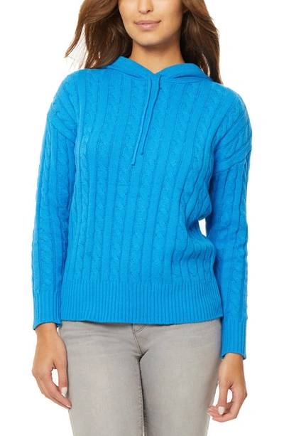 Jones New York Cable Knit Hoodie In Blue