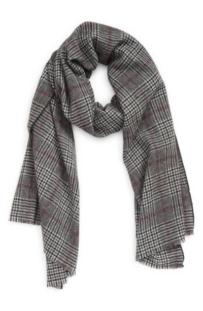 Andrew Stewart Glen Plaid Cashmere Scarf In Greybd