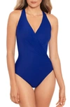Miraclesuit Rock Solid Wrapsody One-piece Swimsuit Women's Swimsuit In Azul