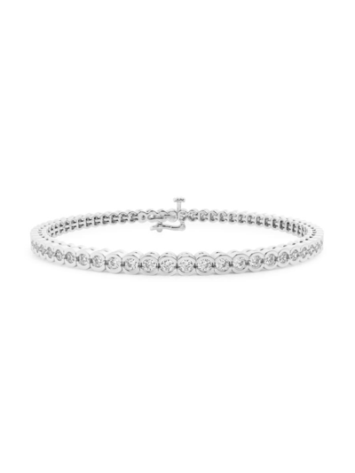 Saks Fifth Avenue Women's Build Your Own Collection 14k White Gold & Lab Grown Diamond Half Bezel Tennis Bracelet In 3 Tcw White Gold