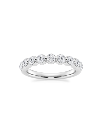 Saks Fifth Avenue Women's Build Your Own Collection 14k White Gold & 9 Natural Round Diamond Wedding Band In 0.5 Tcw White Gold