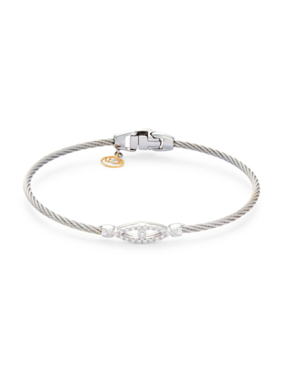 Alor Women's 18k White Gold & Stainless Steel Diamond Evil Eye Rope Bracelet
