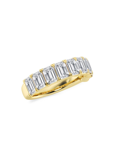Saks Fifth Avenue Women's Build Your Own Collection 14k Yellow Gold & 9 Natural Emerald Cut Diamond Anniversary Band In 3 Tcw Yellow Gold