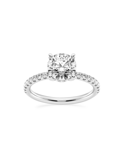Saks Fifth Avenue Women's Build Your Own Collection Platinum & Lab Grown Round Diamond Hidden Halo Engagement Ring In 2.4 Tcw Platinum