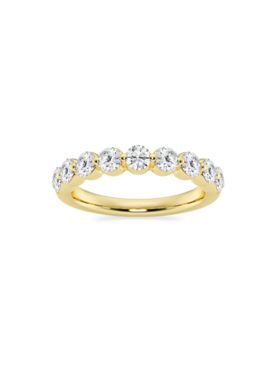 Saks Fifth Avenue Women's Build Your Own Collection 14k Yellow Gold & 9 Natural Round Diamond Wedding Band In 1 Tcw Yellow Gold
