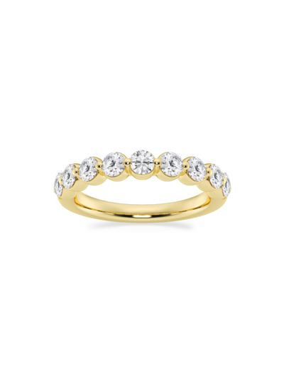 Saks Fifth Avenue Women's Build Your Own Collection 14k Yellow Gold & 9 Natural Round Diamond Wedding Band In 0.5 Tcw Yellow Gold