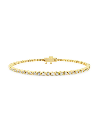 Saks Fifth Avenue Women's Build Your Own Collection 14k Yellow Gold & Natural Diamond Three Prong Tennis Bracelet In 2 Tcw Yellow Gold
