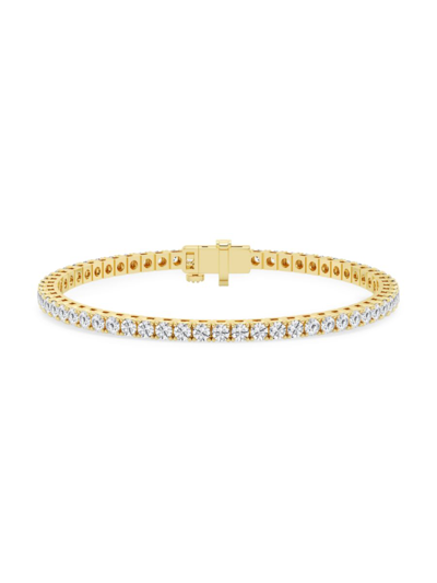 Saks Fifth Avenue Women's Build Your Own Collection 14k Yellow Gold & Natural Diamond Three Prong Tennis Bracelet In 4 Tcw Yellow Gold