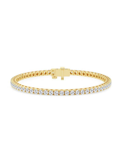 Saks Fifth Avenue Women's Build Your Own Collection 14k Yellow Gold & Natural Diamond Three Prong Tennis Bracelet In 3 Tcw Yellow Gold