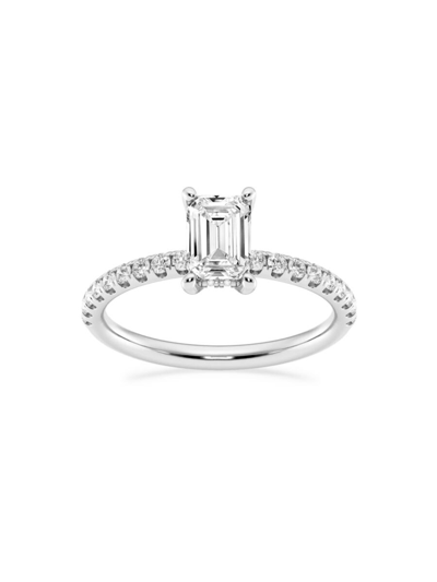 Saks Fifth Avenue Women's Build Your Own Collection Platinum & Lab Grown Emerald Cut Diamond Hidden Halo Engagement Ri In 2.4 Tcw Platinum