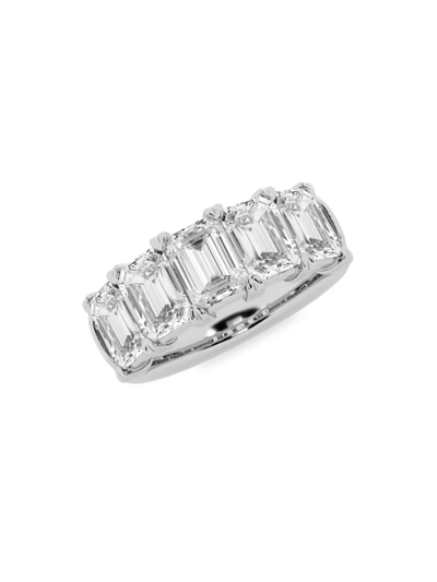 Saks Fifth Avenue Women's Build Your Own Collection 14k White Gold & 5 Lab Grown Emerald Diamond Anniversary Band In 4 Tcw White Gold