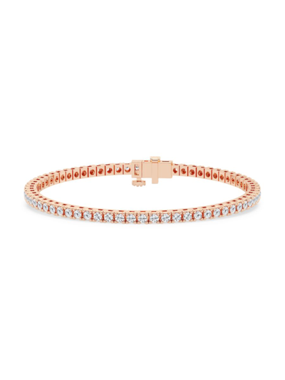 Saks Fifth Avenue Women's Build Your Own Collection 14k Rose Gold & Natural Diamond Three Prong Tennis Bracelet In 4 Tcw Rose Gold