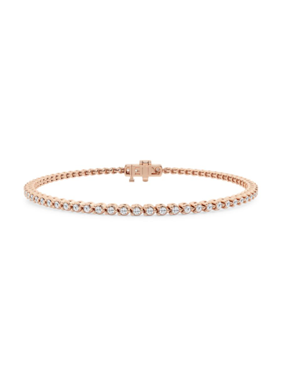 Saks Fifth Avenue Women's Build Your Own Collection 14k Rose Gold & Natural Diamond Three Prong Tennis Bracelet In 1 Tcw Rose Gold