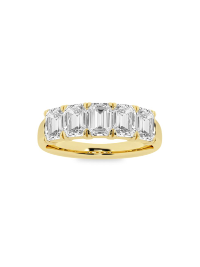 Saks Fifth Avenue Women's Build Your Own Collection 14k Yellow Gold & 5 Lab Grown Emerald Diamond Anniversary Band In 2 Tcw Yellow Gold