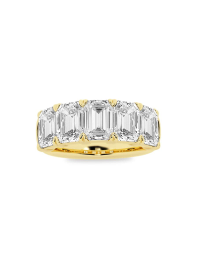 SAKS FIFTH AVENUE WOMEN'S BUILD YOUR OWN COLLECTION 14K YELLOW GOLD & 5 LAB GROWN EMERALD DIAMOND ANNIVERSARY BAND