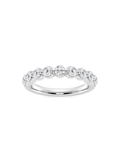 Saks Fifth Avenue Women's Build Your Own Collection Platinum & 9 Natural Round Diamond Wedding Band In 0.5 Tcw Platinum
