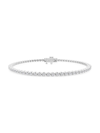Saks Fifth Avenue Women's Build Your Own Collection Platinum & Natural Diamond Three Prong Tennis Bracelet In 1 Tcw Platinum